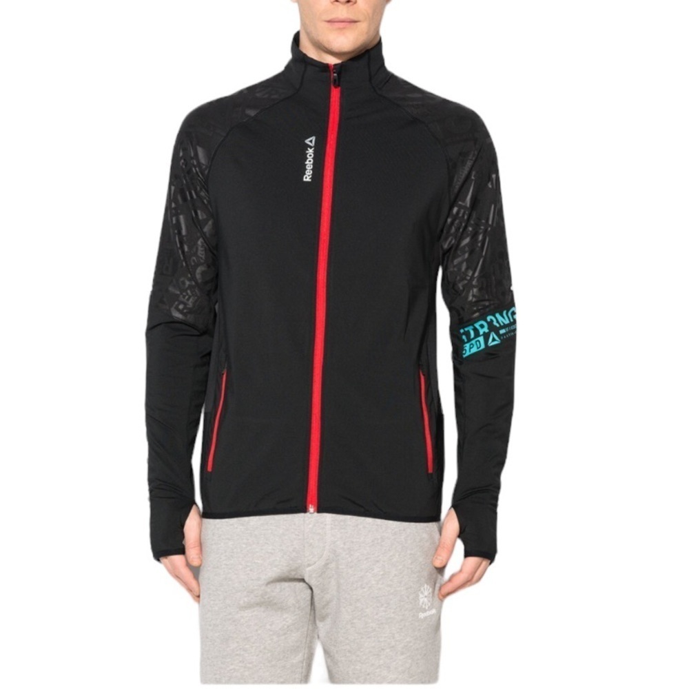 Reebok menโs L lightweightโ athletic running zip-up jacket